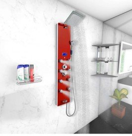 Гідромасажна панель для душа Dusel хром/червоний DU787392R
