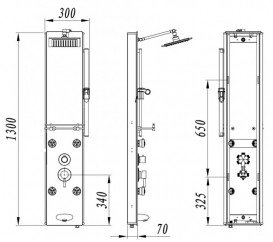 Гідромасажна панель для душа Dusel хром/червоний DU616351R