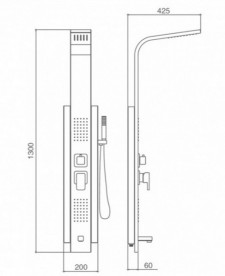 Гідромасажна панель для душа Dusel нержавіюча сталь хром DU2018-00