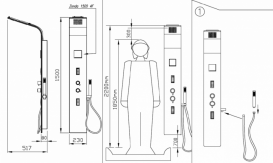 Гидромассажная панель для душа Kolpa San Zonda 1500 4f Kerrock андезит 927670