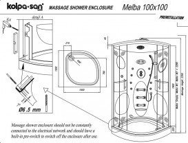 Гидромассажная паровая кабина Kolpa San Melba 100х100 см  МЗ профиль хром/прозрачное стекло 932580