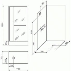 Гідромасажний бокс Miracle 110х90 см профіль чорний/скло прозоре NA113-3A