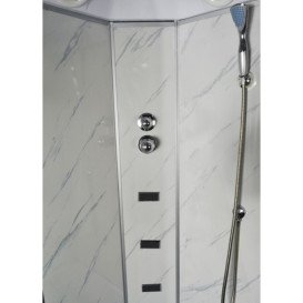 Гідромасажний бокс Vivia TKF 90 Білий онікс WG 90x90 профіль сатин/скло fabric А0045225