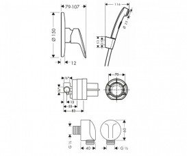 Гігієнічний душ зі змішувачем Hansgrohe Logis хром/білий 3а101219