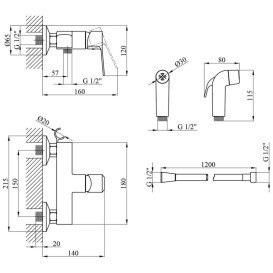 Гігієнічний душ із змішувачем Kroner KRP Enzo-C052 хром CV023609