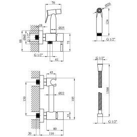 Гігієнічний душ із змішувачем Kroner KRP Edelstahl Klassisch-ESG052 нержавіюча сталь CV027929