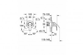 Гігієнічний душ із змішувачем прихованого монтажу Grohe BauCurve з New Tempesta-F хром UA11144400