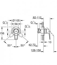 Гігієнічний душ із змішувачем прихованого монтажу Grohe BauLoop New з Tempesta-F хром UA11104200