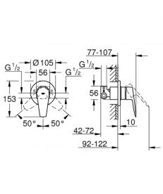 Гігієнічний душ із змішувачем прихованого монтажу Grohe BauEdge New з Tempesta-F Trigger Spray 30 хром UA28343001