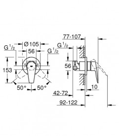Гігієнічний душ із змішувачем прихованого монтажу Grohe BauEdge New з Tempesta-F хром UA28512002