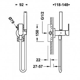Гигиенический душ со смесителем скрытого монтажа Tres Loft colors сталь 20522201AC