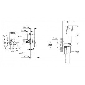 Гигиенический душ со смесителем скрытого монтажа Grohe Lineare с Tempesta-F хром UA111198000