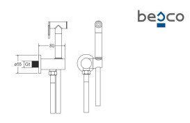 Гігієнічний душ із змішувачем прихованого монтажу Besco Veo графіт BB-VZ-GR