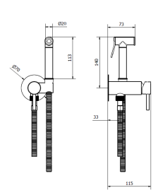 Гигиенический душ со смесителем Teorema Round матовый черный 19263 BB