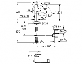 Змішувач для раковини одноважеля Grohe колекція Allure Brilliant хром 23112000