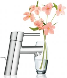 Смеситель для раковины однорычажный с донным клапаном Grohe коллекция Concetto хром 32204001