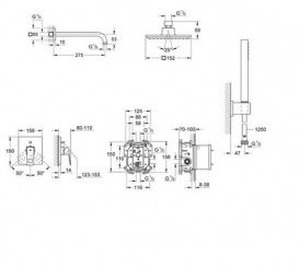  Набор для душа Grohe Eurocube с душевым гарнитуром (верхняя монтажная часть) хром 23409000