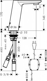 Смеситель для раковины электронный сенсорный Hansgrohe коллекция Metris S хром 31103000