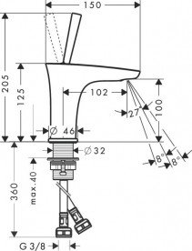 Смеситель для раковины с джойстиком и донным клапаном Hansgrohe PuraVida хром/белый 15075400