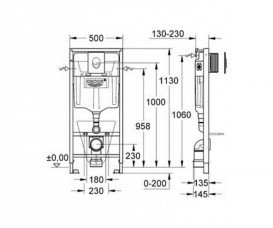 Инсталляция GROHE Rapid SL 38721001 + звукоизолирующая прокладка 37131000