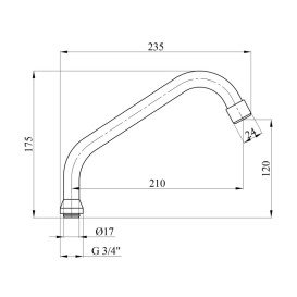 Излив для смесителя Kroner KRM C805 нержавеющая сталь хром CV009871