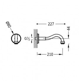 Излив для смесителя Tres Tres-Clasic настенный 210 мм золото 24217301OR