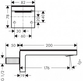 Вилив для змішувача у ванній Hansgrohe Axor MyEdition 176 мм без панелі шліфований чорний хром 47412340
