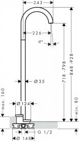 Излив для смесителя в ванной Hansgrohe Axor Uno 226 мм напольный матовый белый 38412700