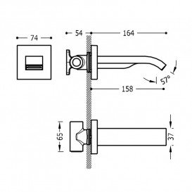 Вилив для змішувача у ванній Tres 16,4 см каскадний сталь 20718107AC