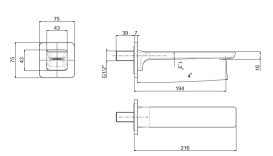 Вилив для змішувача у ванній Villeroy & Boch Subway 3.0 матовий нікель TVT11200100064