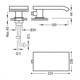 Вилив для встановлення на борт ванни Tres каскадний хром 16216150