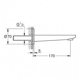 Излив для ванны Grohe Lineare New настенный хром 13383001