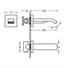 Вилив для ванни Tres настінний каскадний хром 20718107