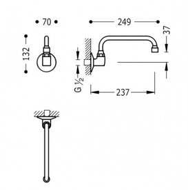 Излив для ванны Tres настенный литой вращающийся хром 134302