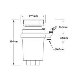 Подрібнювач харчових відходів McAlpine 1,25 к/с із пневматичним перемикачем WDU-4ASEU-POL