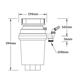 Измельчитель пищевых отходов McAlpine 0,75 л/с с пневматическим переключателем WDU-3ASEU-POL