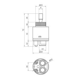 Картридж для змішувача Kroner KRM PM35H 35 мм CV023561