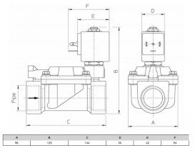 Клапан електромагнітний ODE НЗ 1 ¼'' Рвх-Рвих=0,2-10ат Тмакс=90°С  21W5KB350