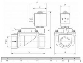 Клапан електромагнітний ODE НЗ 1 ¼'' Рвх-Рвих=0,2-10ат Тмакс=90°С  21W5KB350