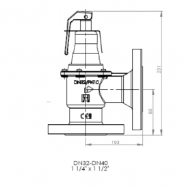Запобіжний клапан Duco F DN32x40 10 бар чавун 32100