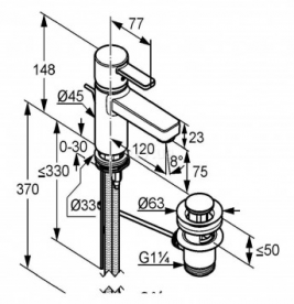 Змішувач для раковини одноважеля з донним клапаном Kludi колекція Zenta XL білий 382609175
