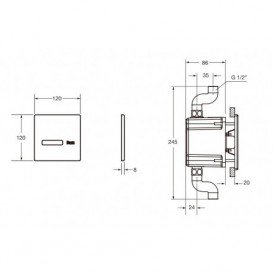 Кнопка смыва для писсуара Roca Sentronic-S электронная питание от сети A5A9602C00
