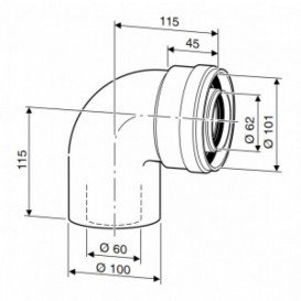 Коаксіальний відведення 90 ° Bosch AZ 393 Ø60 / 100 7736995079