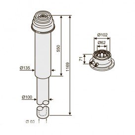 Коаксіальний вертикальний комплект Bosch AZB 917 Ø60 / 100 пластик з вітрозахистом 7719003675