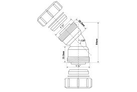 Колено McAlpine 45° с гайками d32 мм полипропилен белый 32B-WH