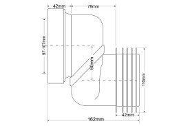 Колено-подключение для унитаза McAlpine со смещенным центром 60 мм с уплотнителем полипропилен белый WCLO-6