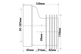 Коліно-підключення до унітазу McAlpine зі зміщенням 20 мм із ущільнювачем поліпропілен білий WC-CON4