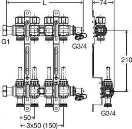Колектор для опалення Viega Fonterra 1010 DN25 7 виходів нержавіюча сталь 786878