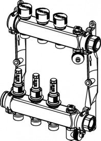 Коллектор для систем напольного отопления Tece TECEfloor HKV 3 с ротометрами 1 нержавеющая сталь 77310003