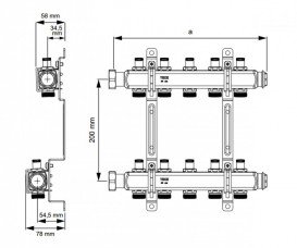 Колектор для систем опалення Tece TECEflex з запірними вентилями 6 контурів 1 